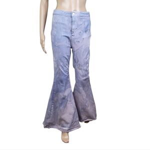 Free People Tie Dye Bell Bottom Flared Blue Jeans 30R